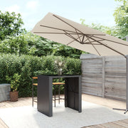Bartafel 105x80x110 cm poly rattan glas zwart