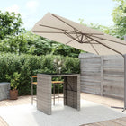 Bar Table with Glass Top Poly Rattan 105 x 80 x 110 cm Grey