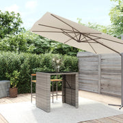 Bar Table with Glass Top Poly Rattan 105 x 80 x 110 cm Grey