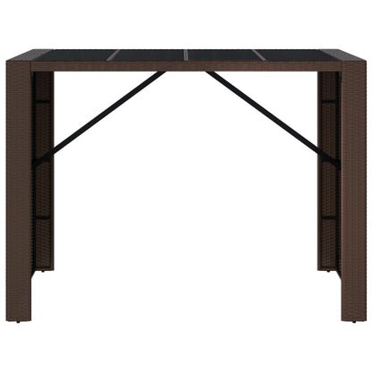 Bartafel Met Glazen Blad Poly Rattan 145 x 80 x 110 cm Bruin