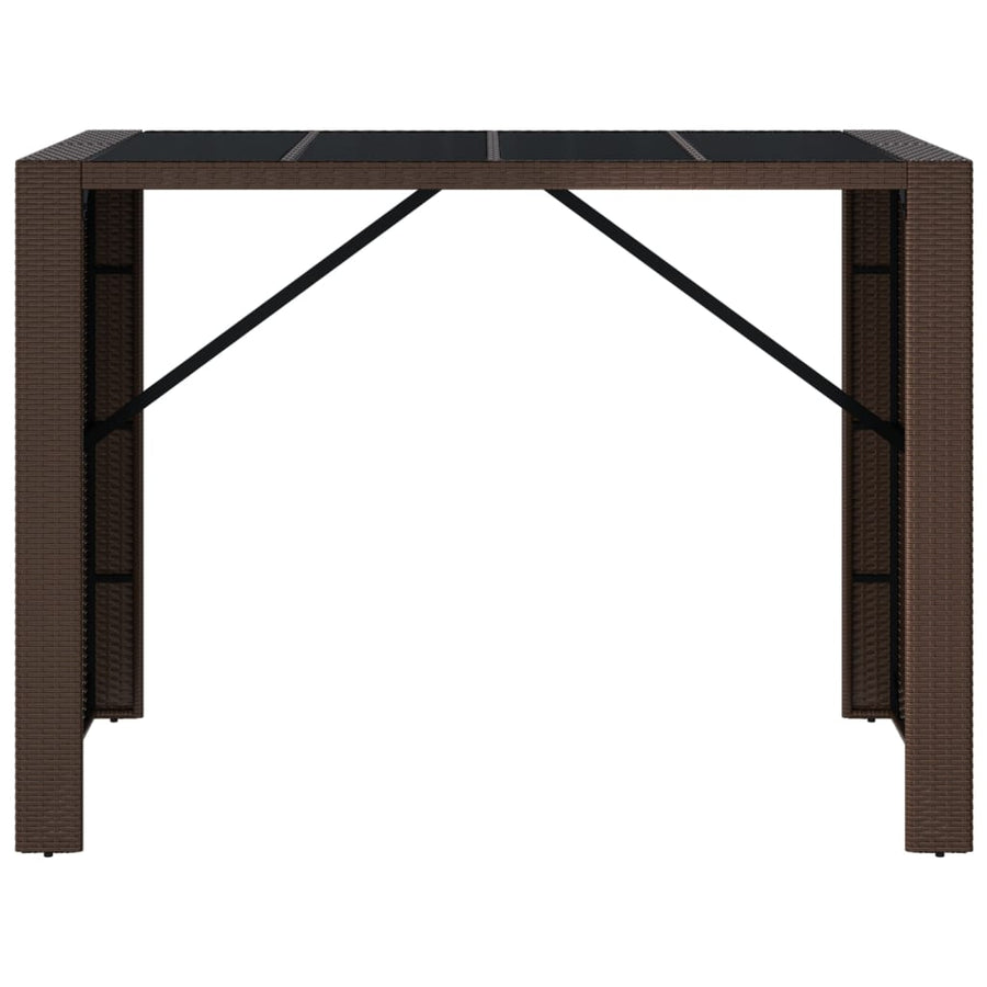 Bartafel Met Glazen Blad Poly Rattan 145 x 80 x 110 cm Bruin