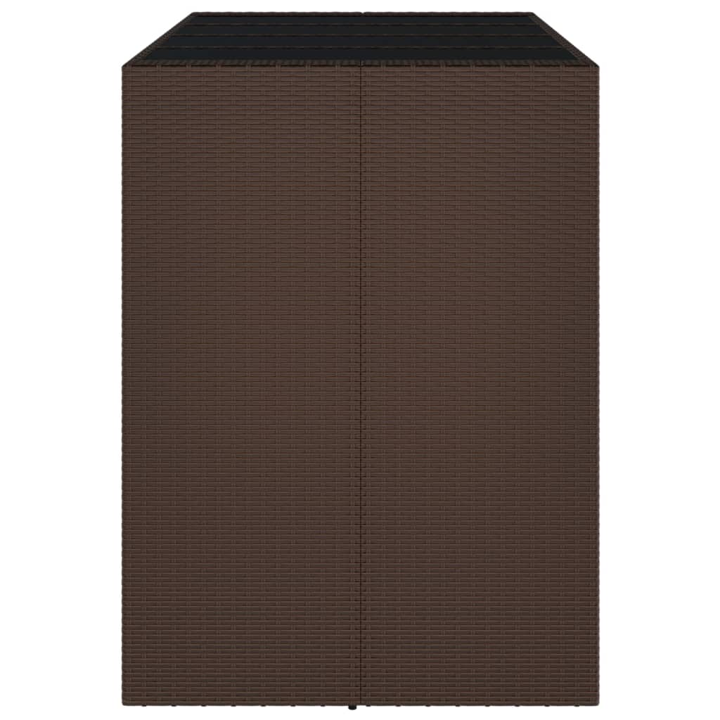 Bartafel Met Glazen Blad Poly Rattan 145 x 80 x 110 cm Bruin