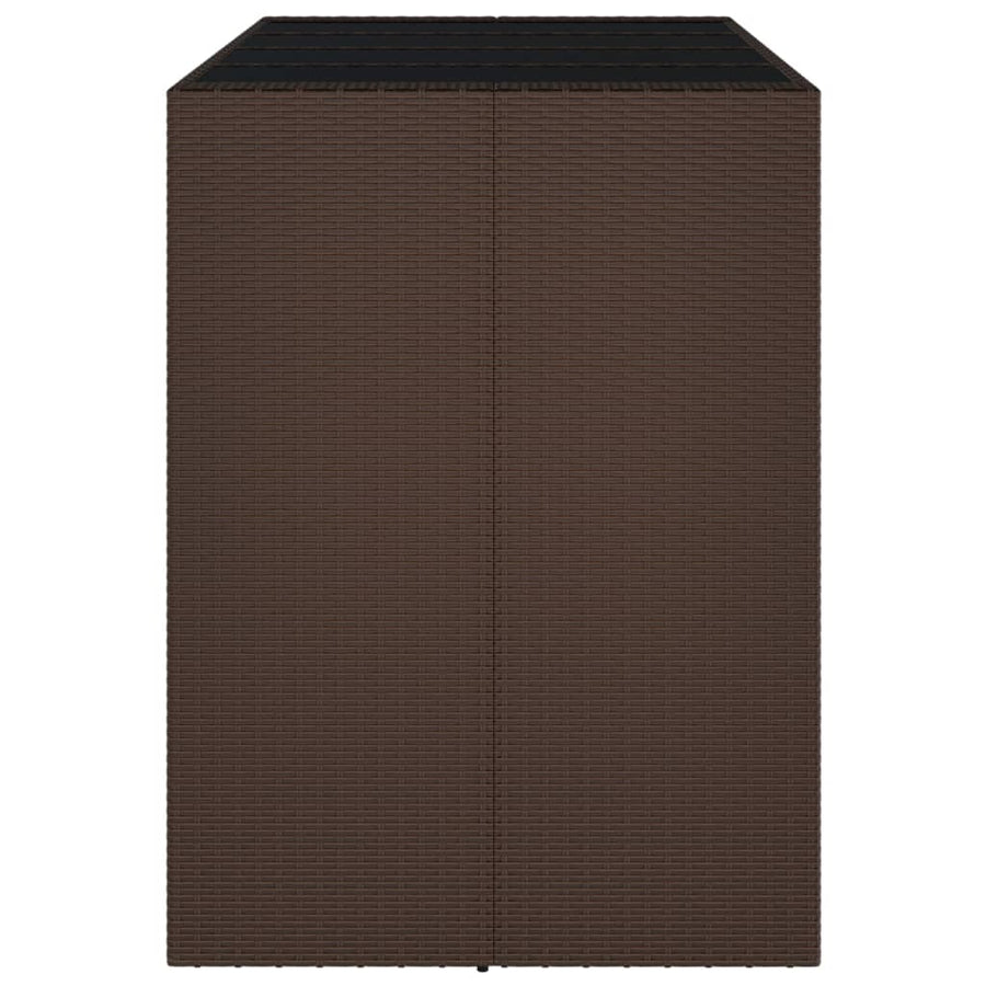 Bartafel Met Glazen Blad Poly Rattan 145 x 80 x 110 cm Bruin