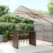Bar table with glass top 145x80x110 cm poly rattan brown