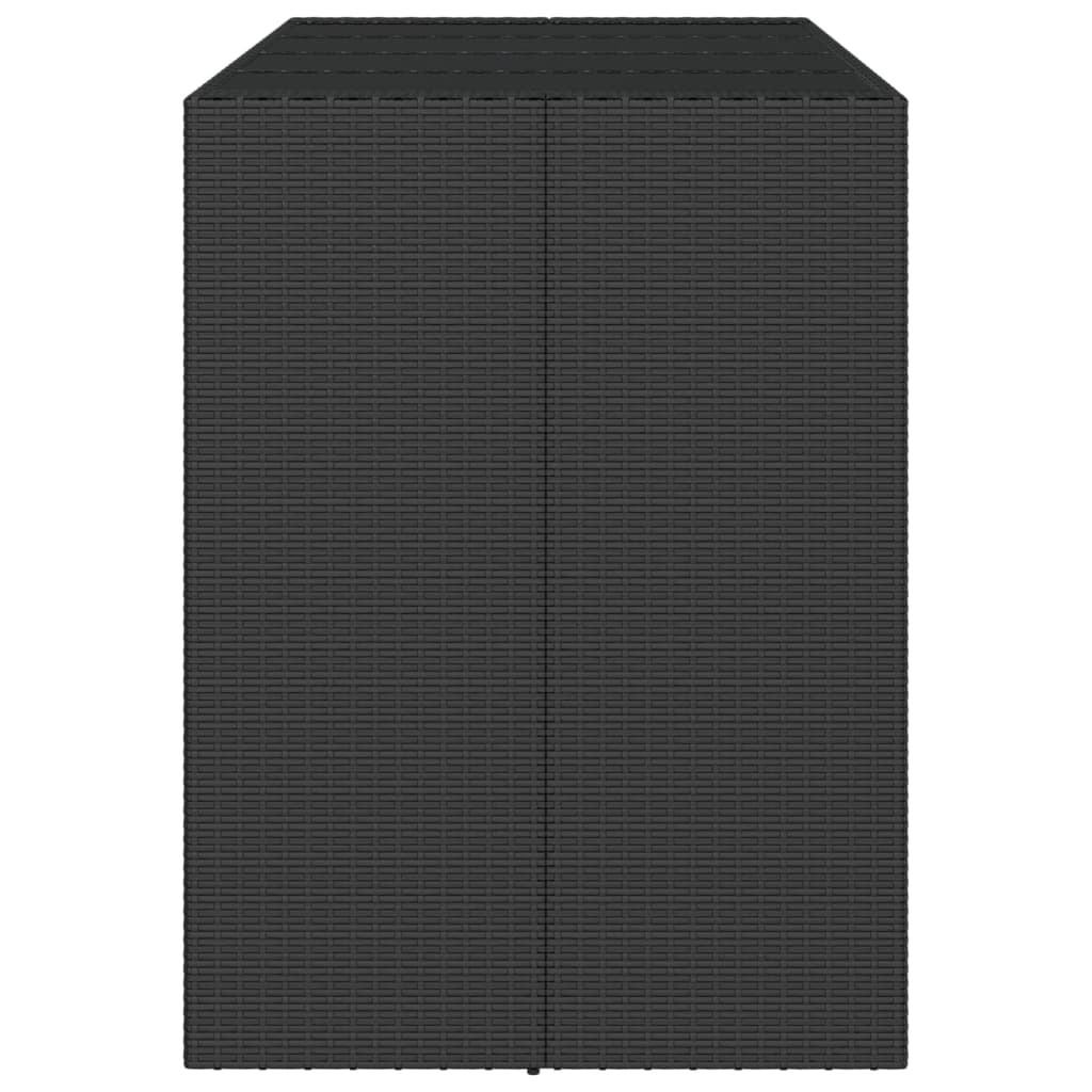 Bartafel Met Glazen Blad Poly Rattan 145 x 80 x 110 cm Zwart