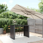 Bar table with glass top 145x80x110 cm poly rattan black