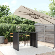 Bar table with glass top 145x80x110 cm poly rattan black