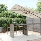 Bartafel poly rattan grijs 145x80x110 cm