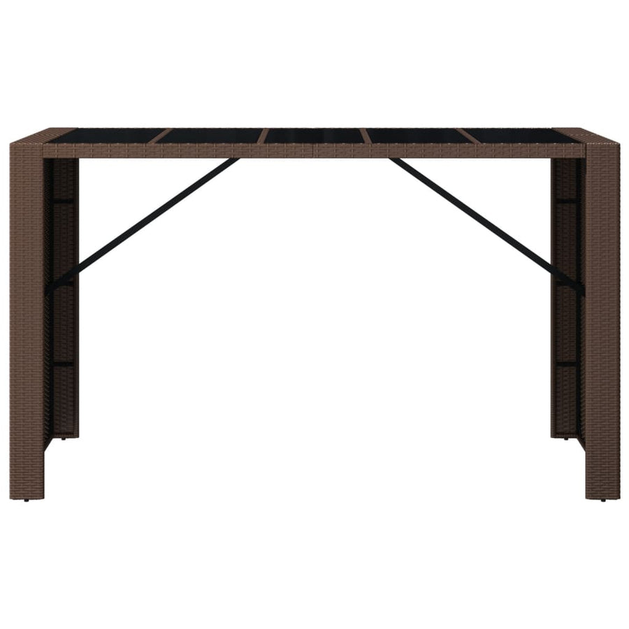 Bartafel Met Glazen Blad 185X80X110 Cm Poly Rattan Bruin