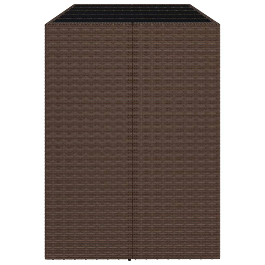 Bartafel Met Glazen Blad 185X80X110 Cm Poly Rattan Bruin