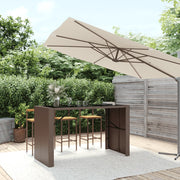 Bar table with glass top 185x80x110 cm poly rattan brown