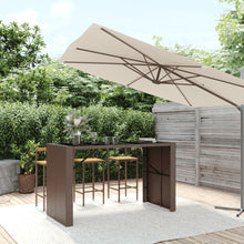 Bartafel Met Glazen Blad 185X80X110 Cm Poly Rattan Bruin