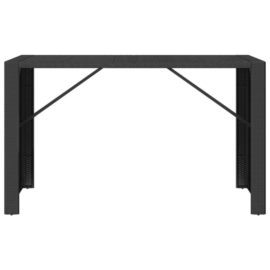 Bartafel Met Glazen Blad 185X80X110 Cm Poly Rattan Zwart