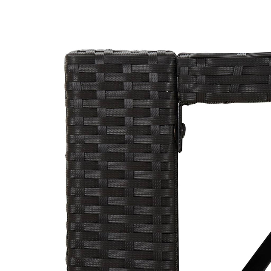 Bartafel Met Glazen Blad 185X80X110 Cm Poly Rattan Zwart