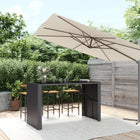 Bar table with glass top 185x80x110 cm poly rattan black