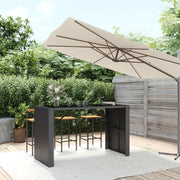 Bar table with glass top 185x80x110 cm poly rattan black