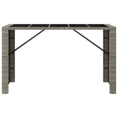 Bartafel Met Glazen Blad 185X80X110 Cm Poly Rattan Grijs