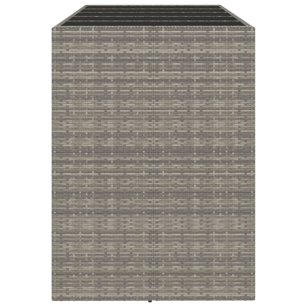 Bartafel Met Glazen Blad 185X80X110 Cm Poly Rattan Grijs