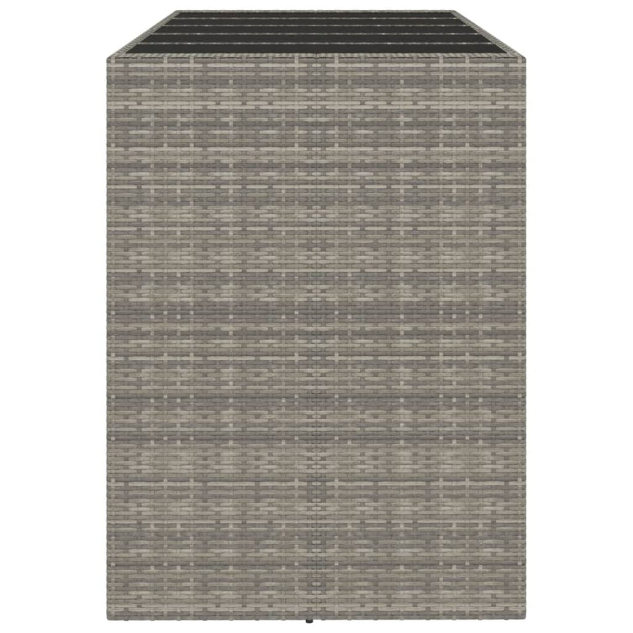 Bartafel Met Glazen Blad 185X80X110 Cm Poly Rattan Grijs