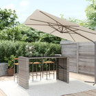 Bartafel 185x80x110 cm poly rattan grijs glas