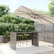 Bar table with glass top 185x80x110 cm poly rattan grey