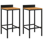 Bar stools 2 pcs poly rattan and solid acacia wood black