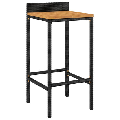 Barkrukken 2 St Poly Rattan En Massief Acaciahout Zwart