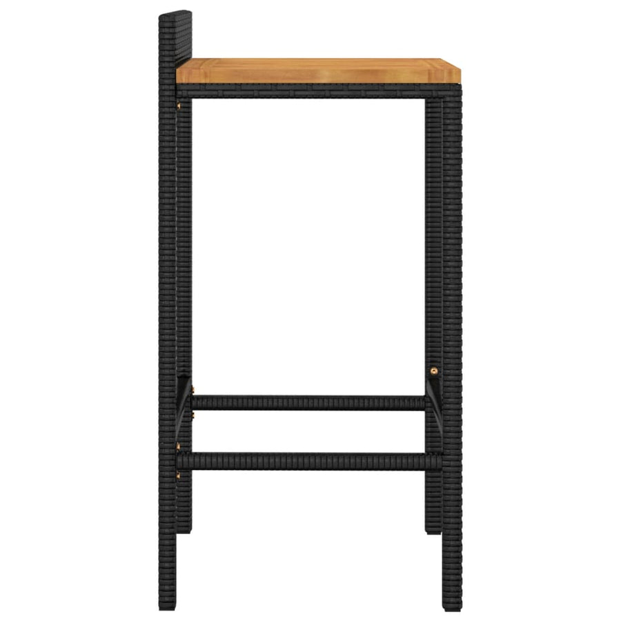 Barkrukken 2 St Poly Rattan En Massief Acaciahout Zwart
