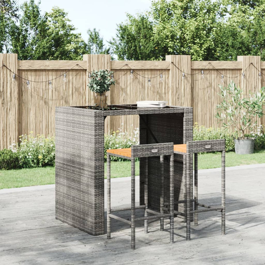 Barkrukken 2 St Poly Rattan En Massief Acaciahout Grijs