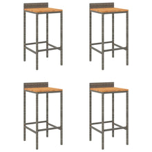Barkrukken 4 St Poly Rattan En Massief Acaciahout Grijs