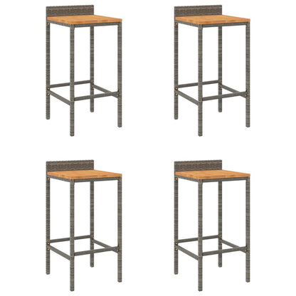 Barkrukken 4 St Poly Rattan En Massief Acaciahout Grijs