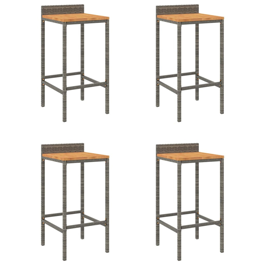 Barkrukken 4 St Poly Rattan En Massief Acaciahout Grijs
