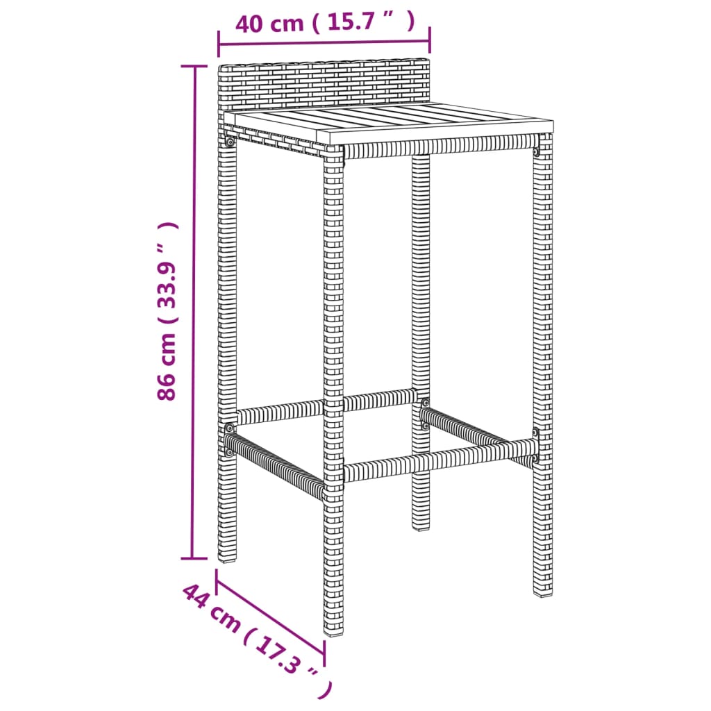 Barkrukken 4 St Poly Rattan En Massief Acaciahout Grijs