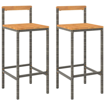 Barkrukken 2 St Poly Rattan En Massief Acaciahout Grijs