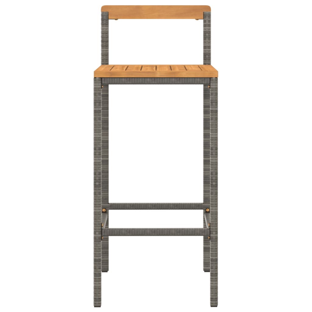 Barkrukken 2 St Poly Rattan En Massief Acaciahout Grijs