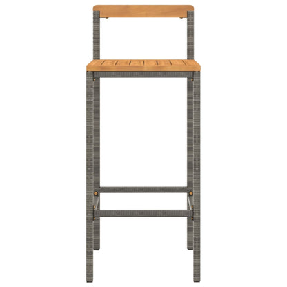 Barkrukken 2 St Poly Rattan En Massief Acaciahout Grijs