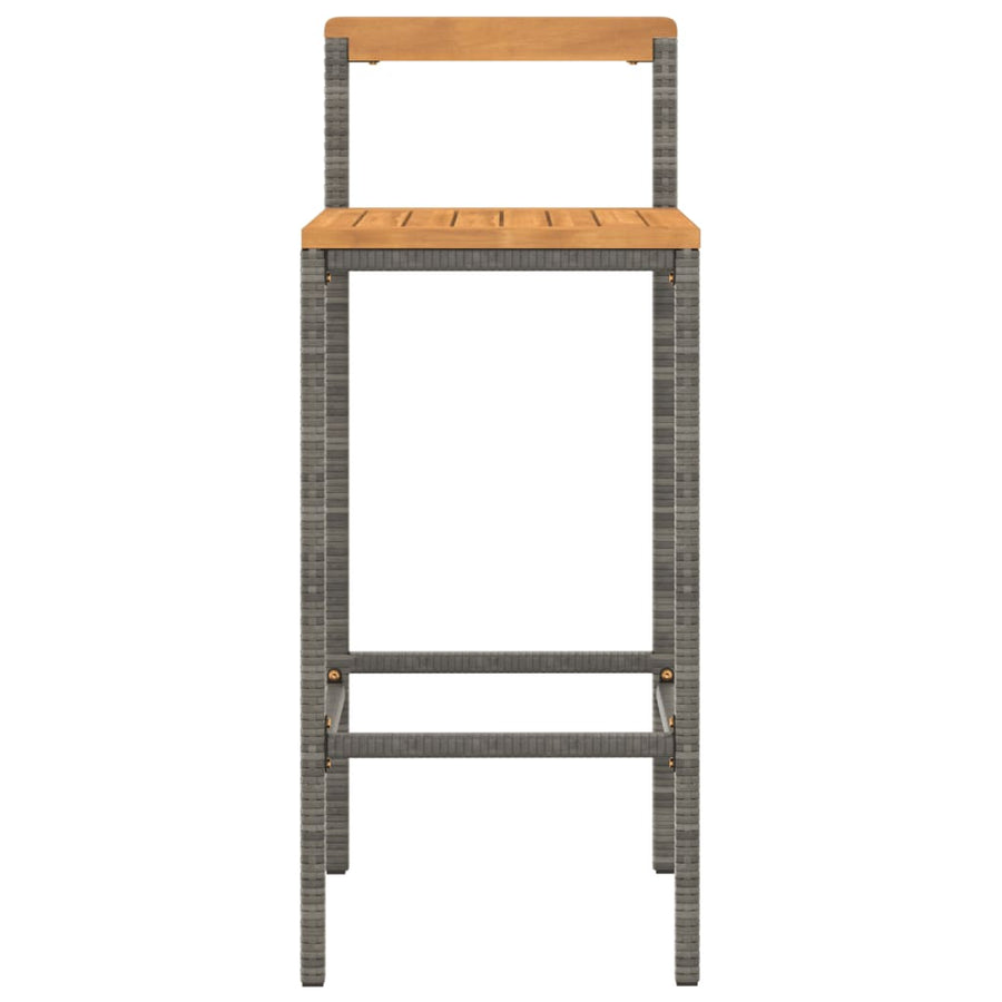 Barkrukken 2 St Poly Rattan En Massief Acaciahout Grijs