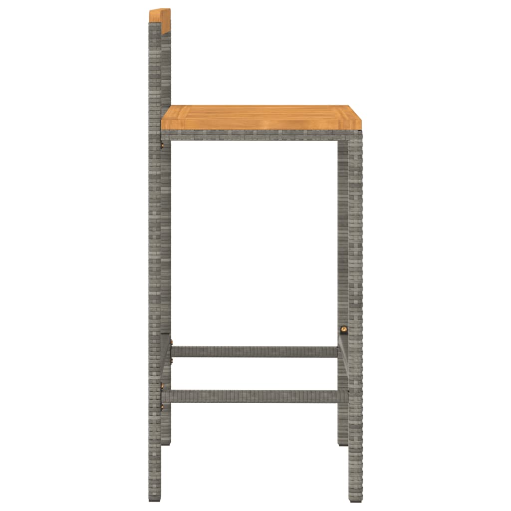 Barkrukken 2 St Poly Rattan En Massief Acaciahout Grijs