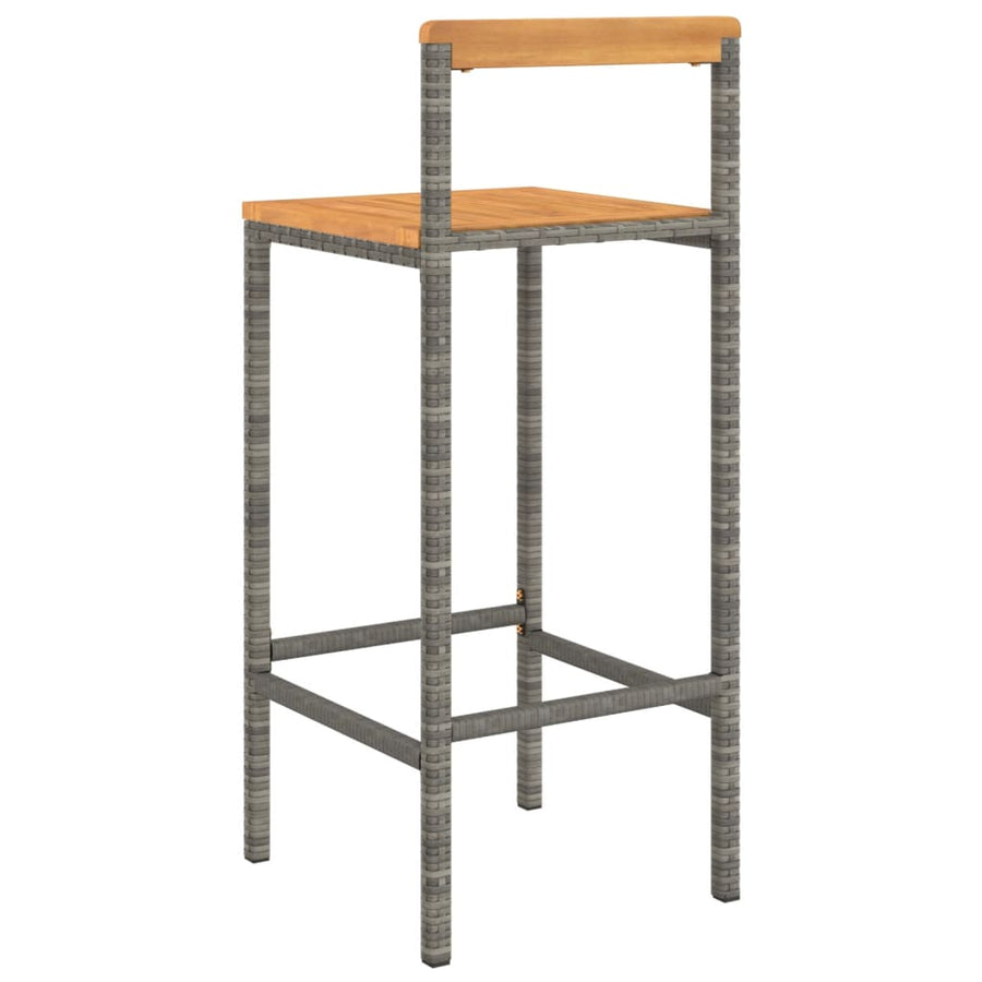 Barkrukken 2 St Poly Rattan En Massief Acaciahout Grijs