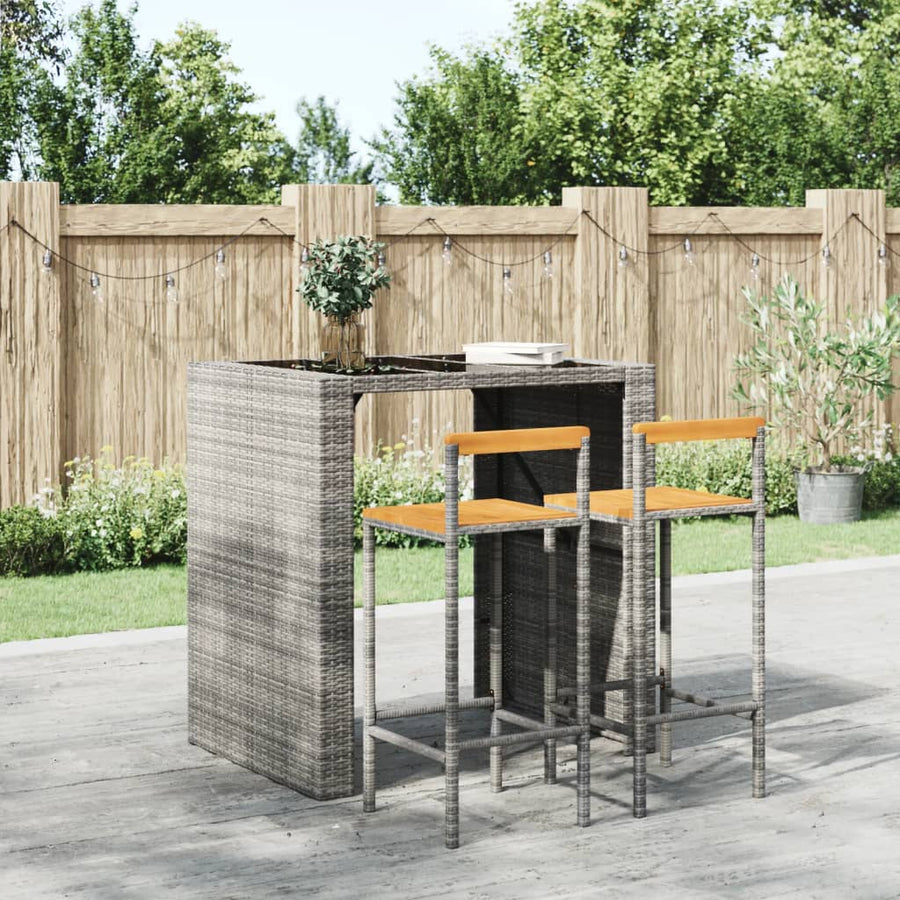 Barkrukken 2 St Poly Rattan En Massief Acaciahout Grijs