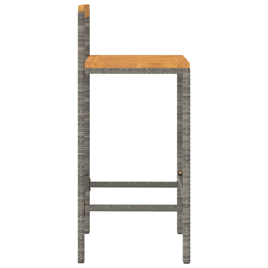 Barkrukken 4 St Poly Rattan En Massief Acaciahout Grijs