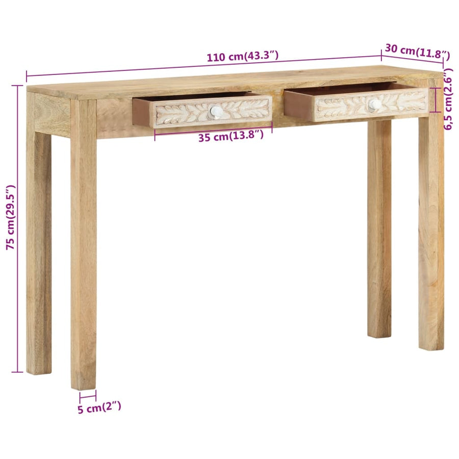 Wandtafel 110x30x75 cm massief gebleekt mangohout