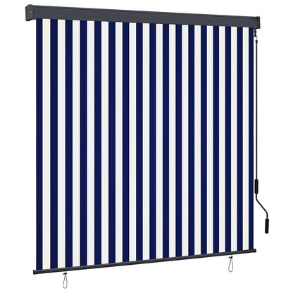 Rolgordijn Blauw en Wit 180 x 250 cm Stof en Aluminium