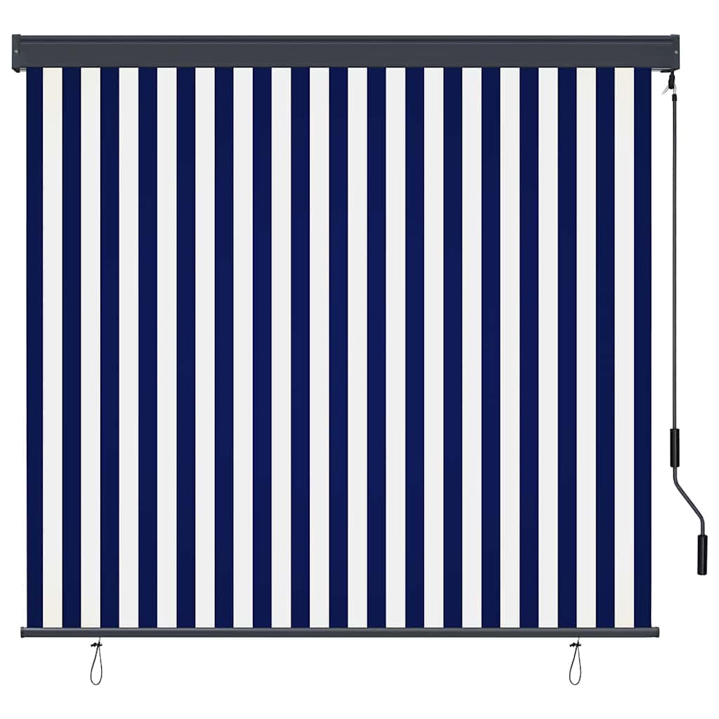 Rolgordijn Blauw en Wit 180 x 250 cm Stof en Aluminium