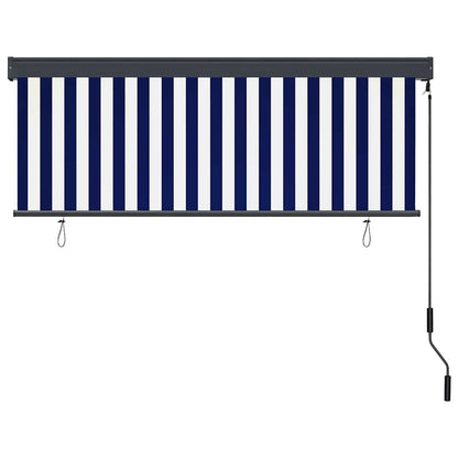 Rolgordijn Blauw en Wit 180 x 250 cm Stof en Aluminium