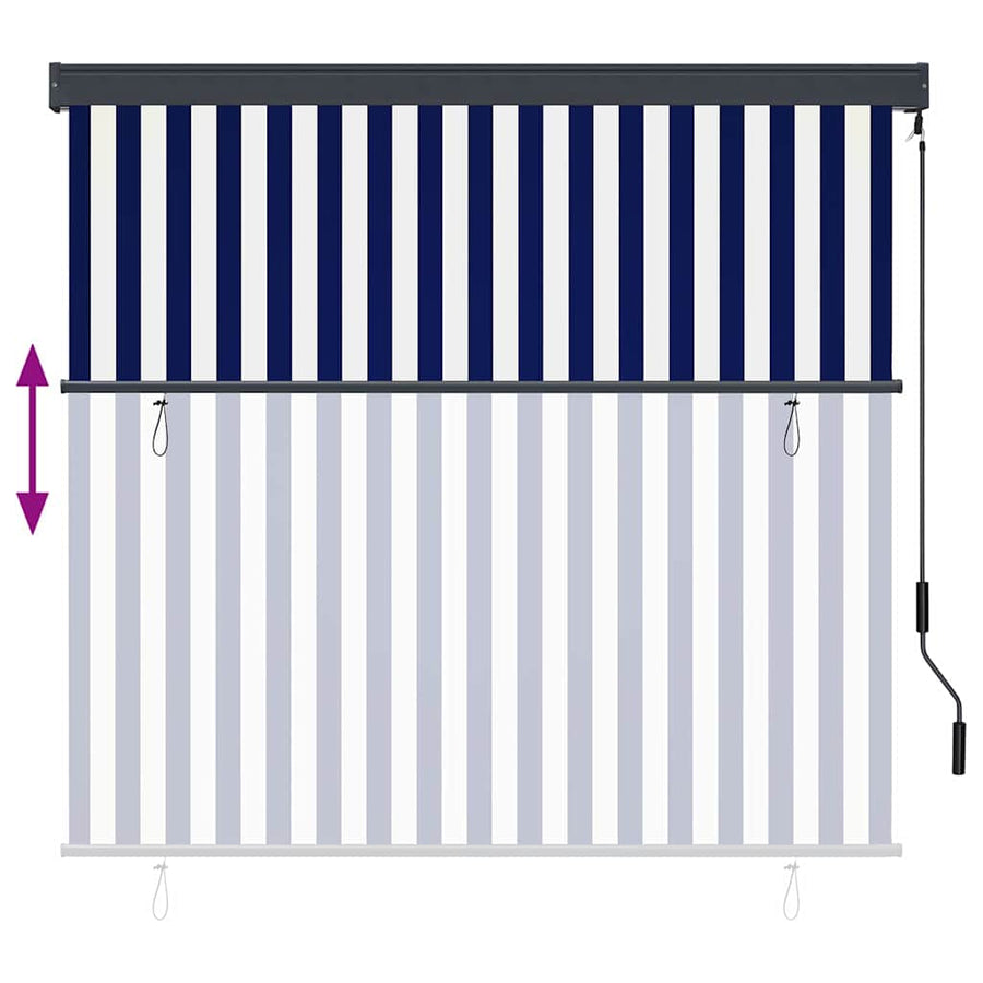 Rolgordijn Blauw en Wit 180 x 250 cm Stof en Aluminium