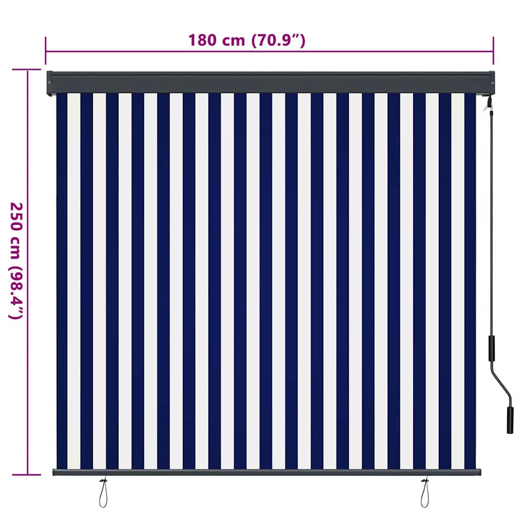 Rolgordijn Blauw en Wit 180 x 250 cm Stof en Aluminium