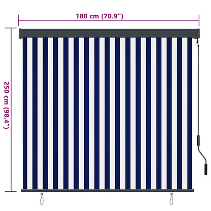 Rolgordijn Blauw en Wit 180 x 250 cm Stof en Aluminium