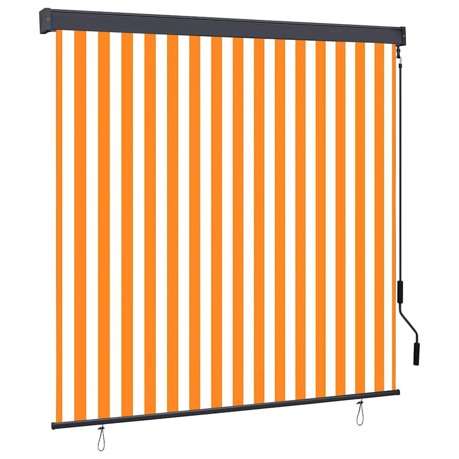 Rolgordijn Wit en Oranje 180 x 250 cm Stof en Aluminium