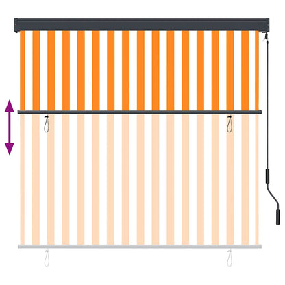 Rolgordijn Wit en Oranje 180 x 250 cm Stof en Aluminium